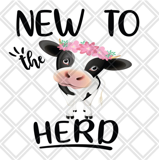 New to the Herd Girl cow Flowers DTF TRANSFERPRINT TO ORDER