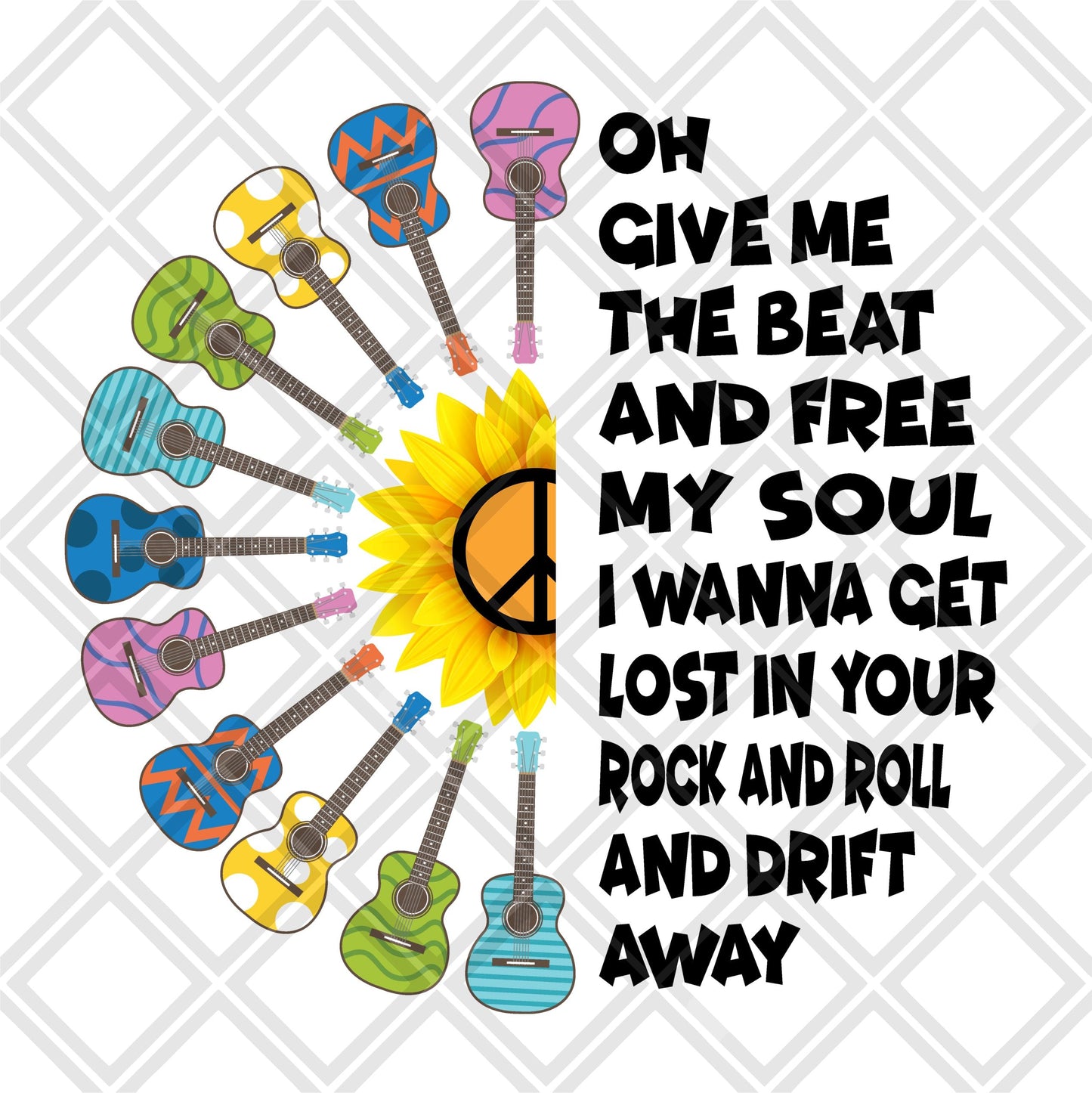 OH GIVE ME THE BEAT AND FREE YELLOW FLOWER NO FRAME png Digital Download Instand Download