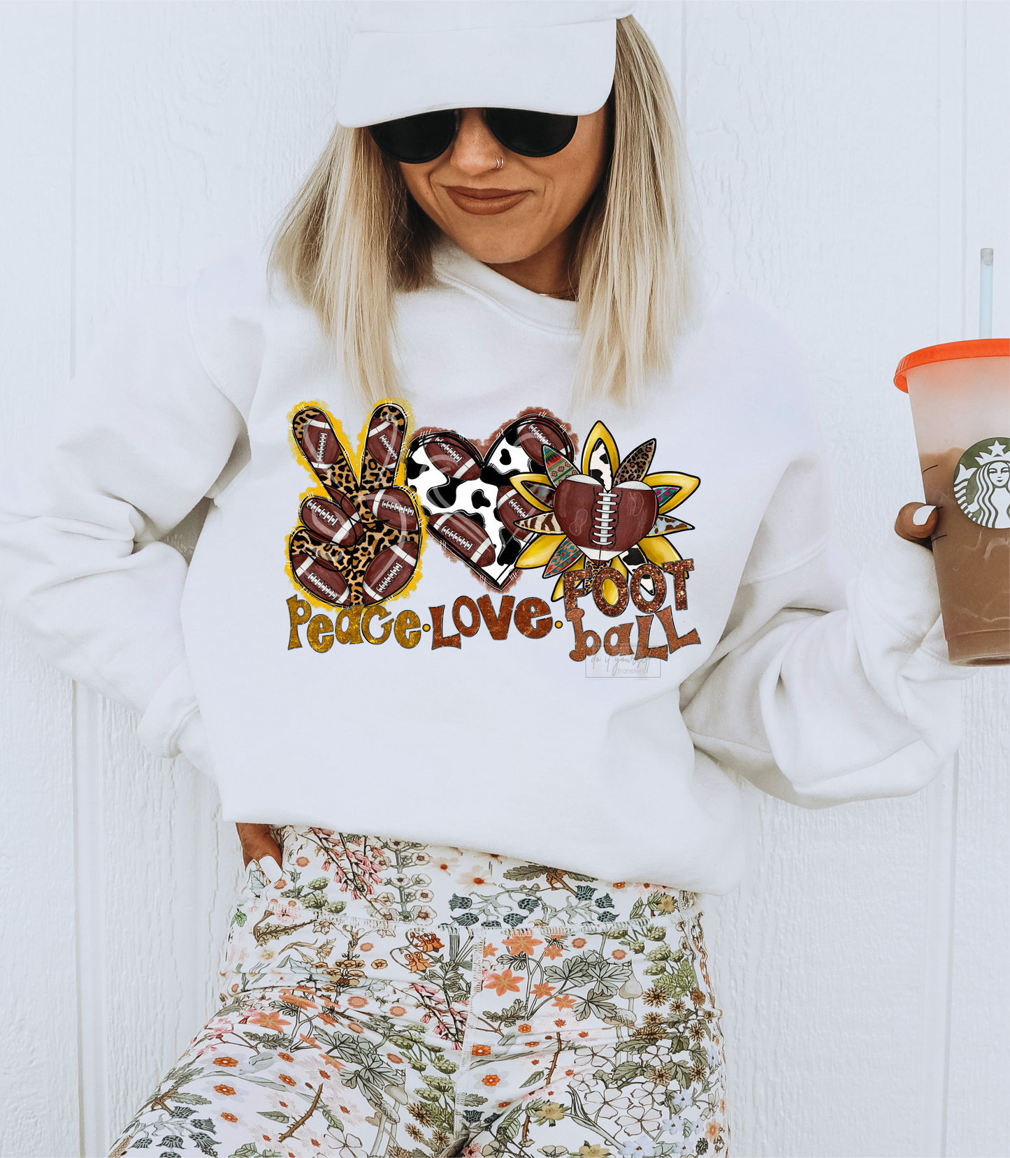 Peace Love Football leopard heart  size ADULT 7. DTF TRANSFERPRINT TO ORDER