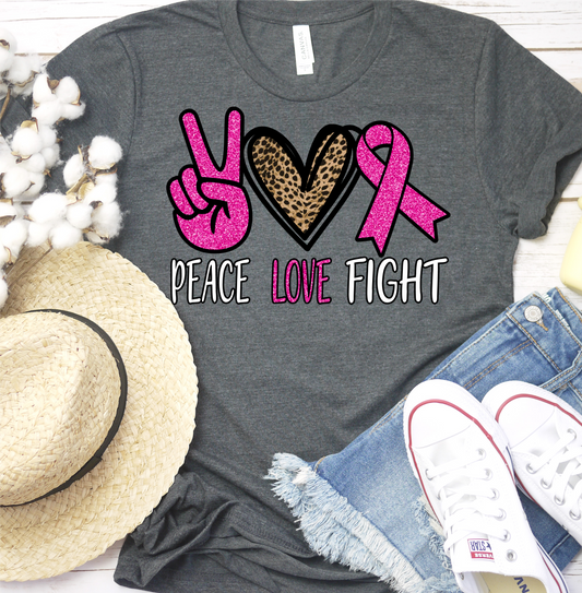 Peace Love Fight ribbon cancer DTF TRANSFERPRINT TO ORDER