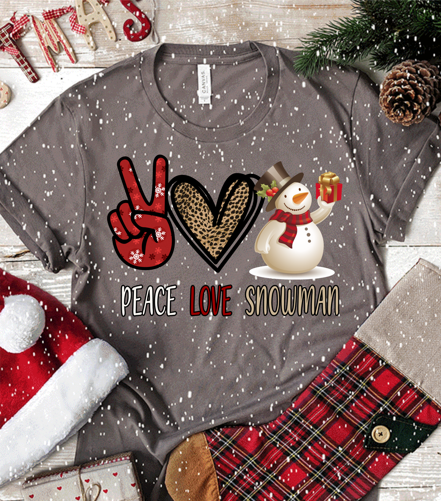 Peace Love Snowman christmas DTF TRANSFERPRINT TO ORDER