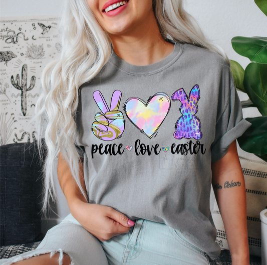 Peace love Easter bunny leopard  size ADULT  DTF TRANSFERPRINT TO ORDER