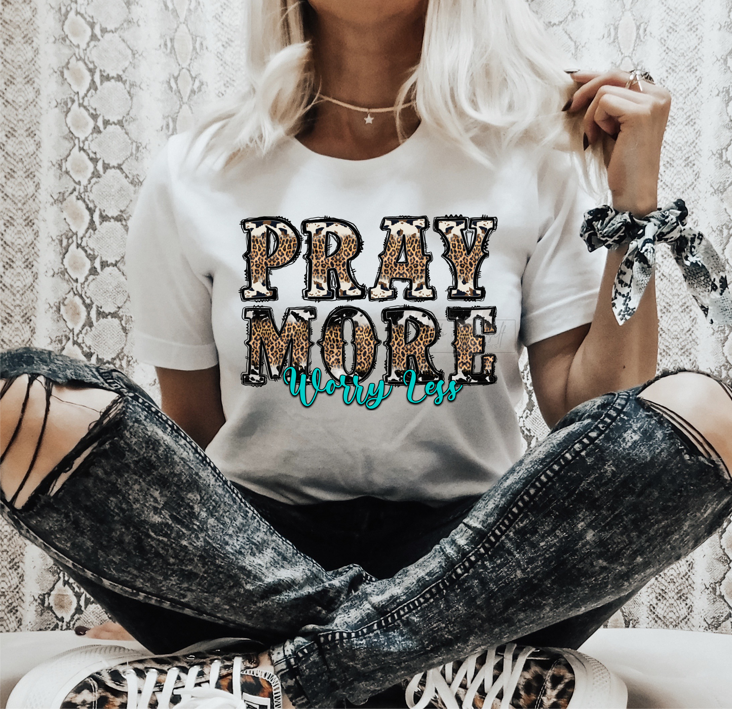 Pray more worry less leopard  ADULT  DTF TRANSFERPRINT TO ORDER