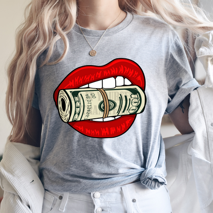 RED Lips money  ADULT size 10.1x11.5 DTF TRANSFERPRINT TO ORDER