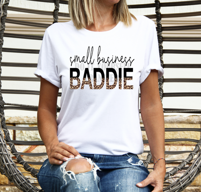 Small Business BADDIE black leopard  size ADULT 12x8 DTF TRANSFERPRINT TO ORDER