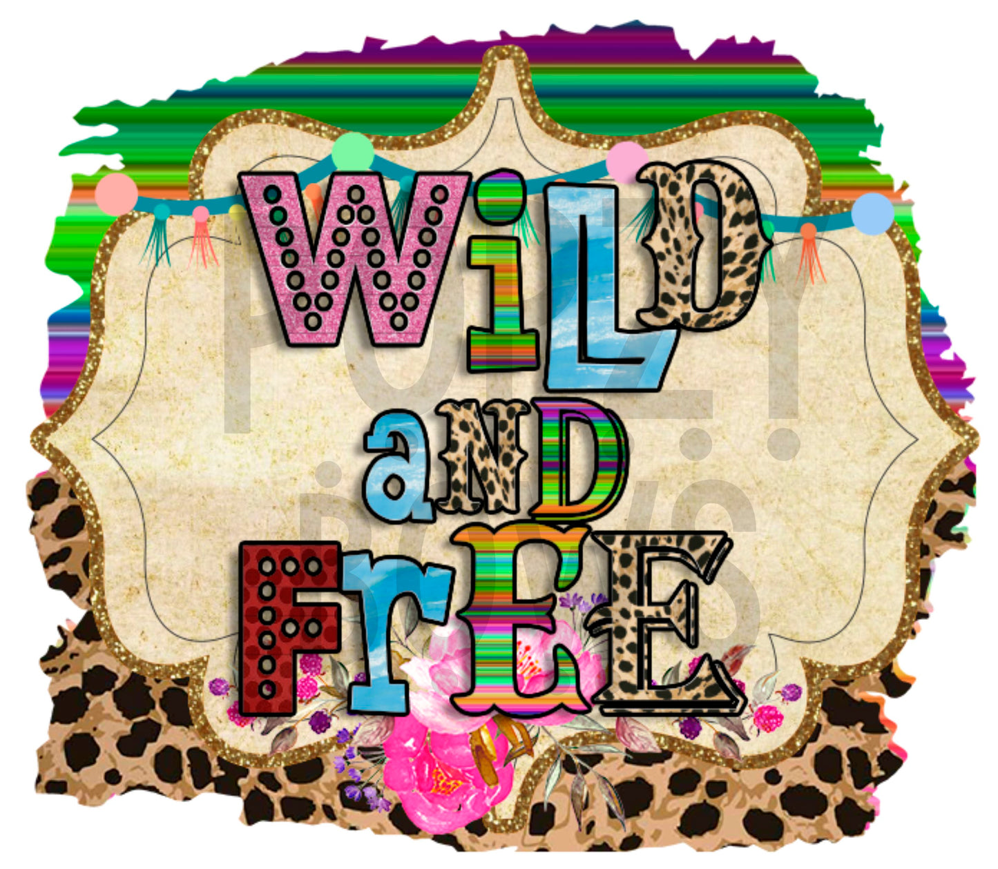WILD AND FREE FRAME png Digital Download Instand Download