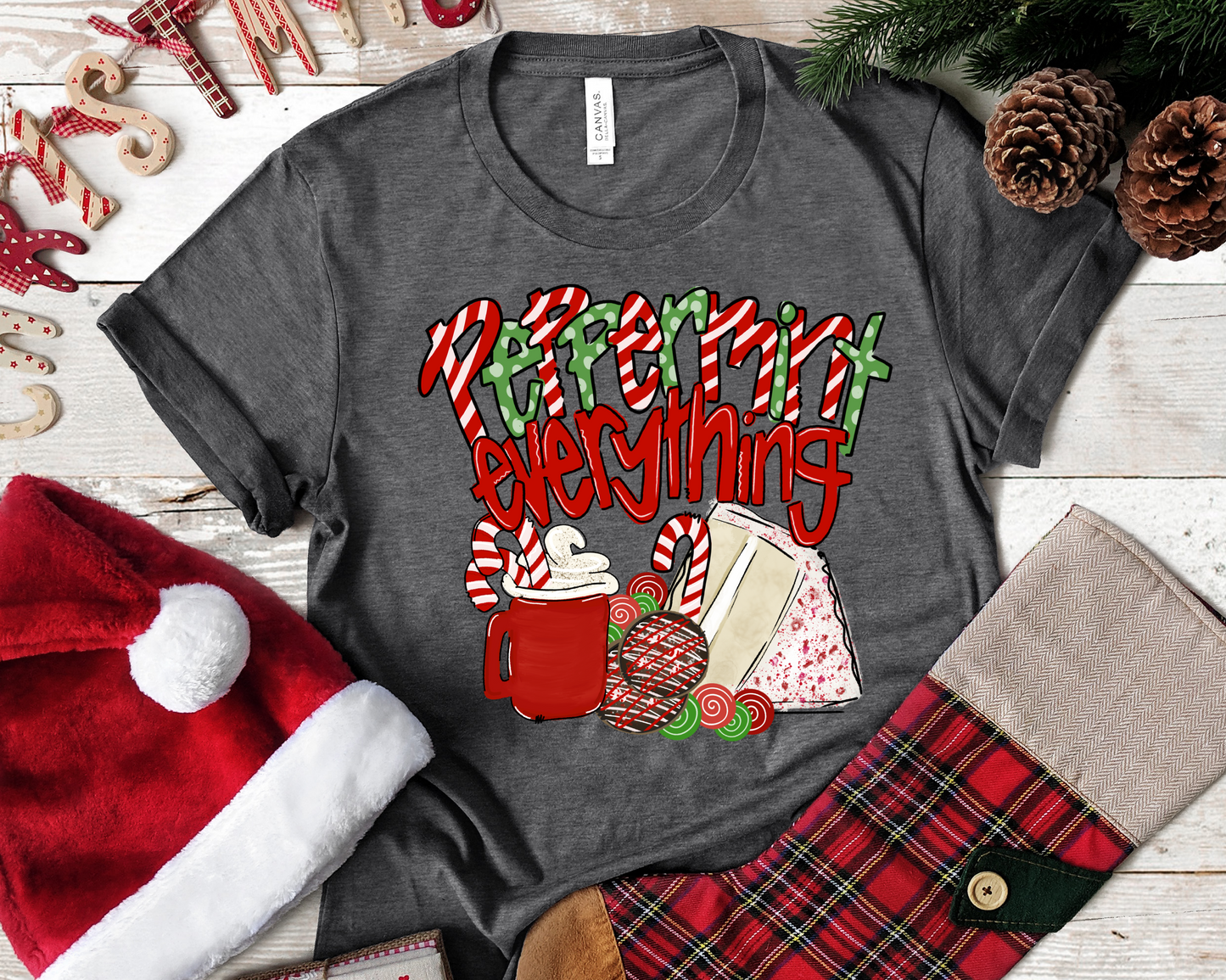 Peppermint everything cup cake Christmas DTF TRANSFERPRINT TO ORDER