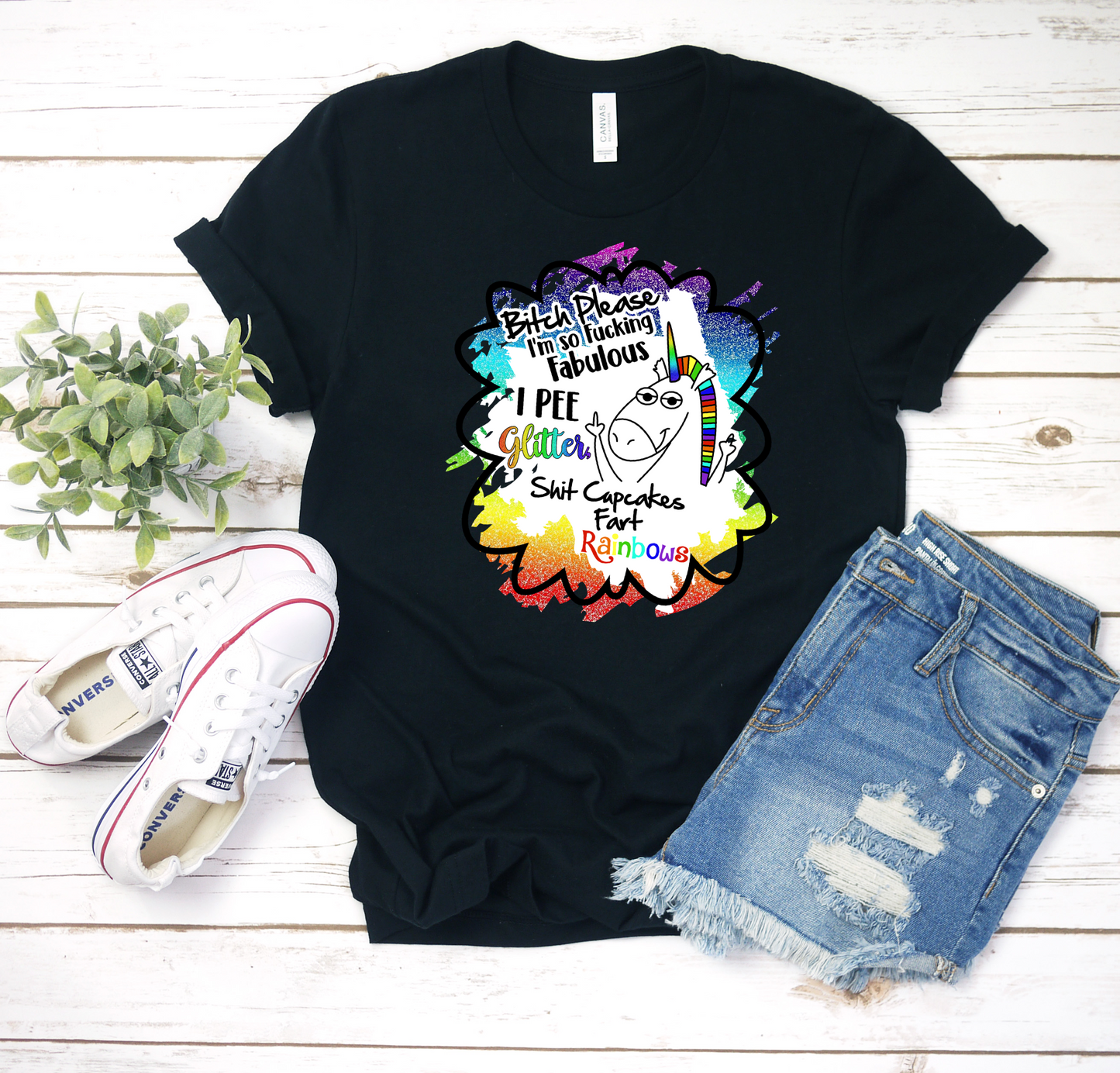 Bitch please I’m so fucking fabulous I pee glitter shit cupcakes and fart rainbows frame DTF TRANSFERPRINT TO ORDER