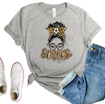 Soccer Life mom bun glasses sports Adult size DTF TRANSFER PRINT TO ORDER 77 - Do it yourself Transfers