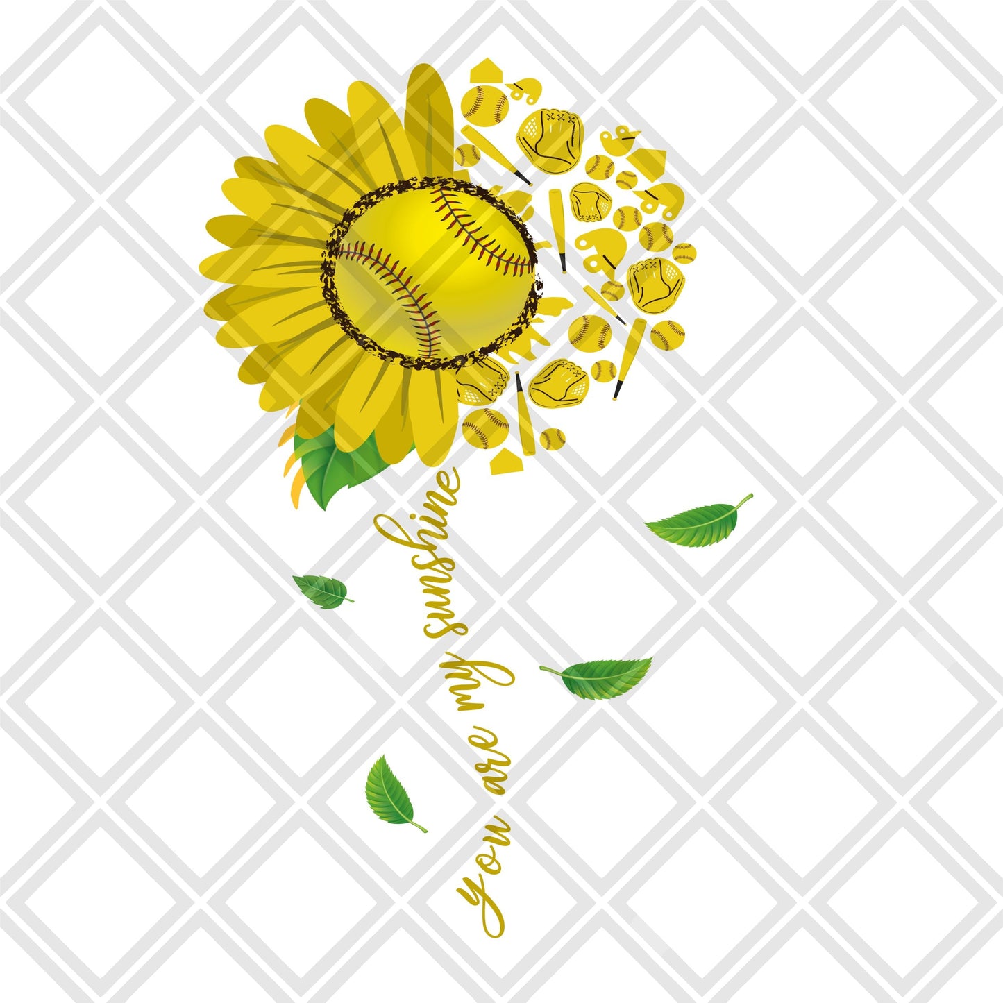 yellow sunflower baseball daisy you are my sunshine DTF TRANSFERPRINT TO ORDER